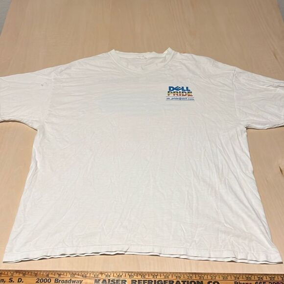 Vintage Y2K Dell Pride T-Shirt Graphic Tee Logo US Pride Colorful Mens - Picture 1 of 5